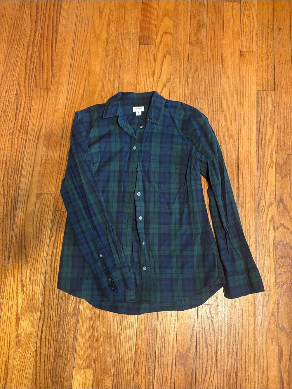 J. Crew Green and Navy Plaid Button-Down Shirt